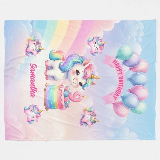 Schattigee pastel eenhoorn deken 9e verjaardag mei (Voorkant (Horizontaal))