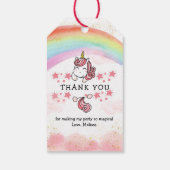 Schattigee Pastel Eenhoorn & Regenboog Verjaardag  Cadeaulabel (Achterkant)