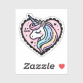 Schattigee pastel eenhoorn roze hartvormige Sticke Sticker (Vel)