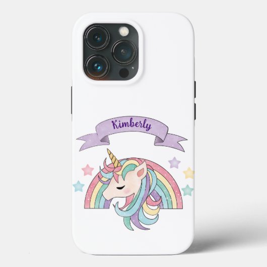 Schattigee Pastel Eenhoorn & Sparkly Rainbow Aange Case-Mate iPhone Case (Achterkant)