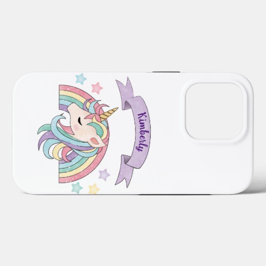 Schattigee Pastel Eenhoorn & Sparkly Rainbow Aange Case-Mate iPhone Case (Achterkant (horizontaal))
