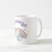 Schattigee Pastel Eenhoorn & Sparkly Rainbow Aange Koffiemok (Voorkant rechts)