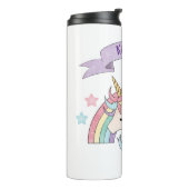 Schattigee Pastel Eenhoorn & Sparkly Rainbow Aange Thermosbeker (Gedraaid links)