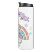 Schattigee Pastel Eenhoorn & Sparkly Rainbow Aange Thermosbeker (Geroteerd rechts)