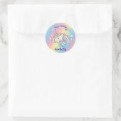 Schattigee pastel eenhoorn & Sparkly Rainbow Gold  Ronde Sticker (Tas)