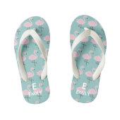 Schattigee Pastel Flamingo Initiaal Naam Kinder Te Kinder Teenslippers (Voetbed)