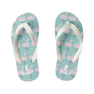 Schattigee Pastel Flamingo Initiaal Naam Kinder Te Kinder Teenslippers