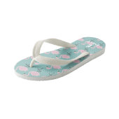 Schattigee Pastel Flamingo Initiaal Naam Kinder Te Kinder Teenslippers (Schuin)