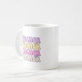 Schattigee pastel gedurfde groovy leraar koffiemok (Voorkant links)