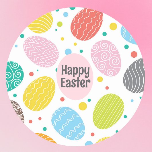 Schattigee Pastel Gekleurde Eieren HAPPY EASTER Ronde Sticker