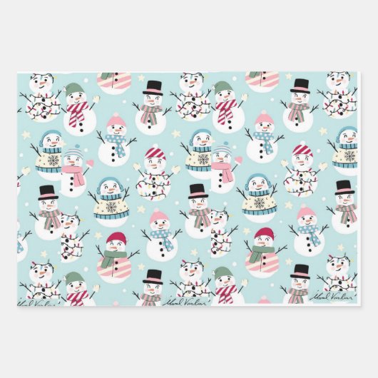 Schattigee pastel geschetst vakantie inpakpapier v (Voorkant)