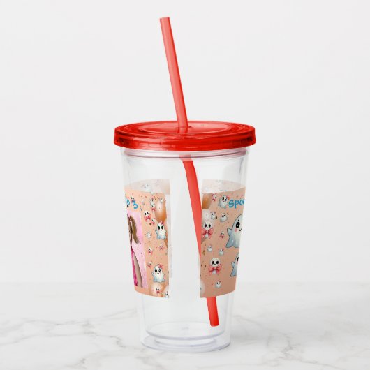 Schattigee Pastel Ghost Acryl Tumbler Verjaardag G Acryl Drinkbeker (Links)