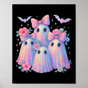 Schattigee Pastel Ghost Boo Crew Floral Matching H Poster