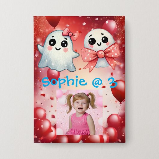 Schattigee Pastel Ghost Kids Verjaardagsfeest Butt Button (Voorkant)