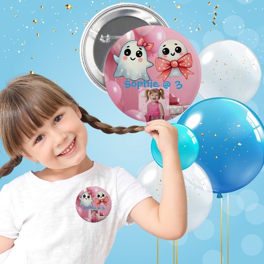 Schattigee Pastel Ghost Kids Verjaardagsfeest Butt Ronde Button 5,7 Cm