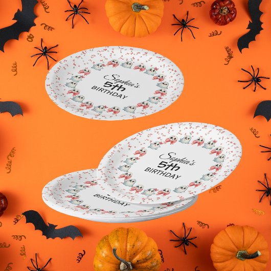 Schattigee Pastel Ghost Theme Gepersonaliseerd tek Papieren Bordje