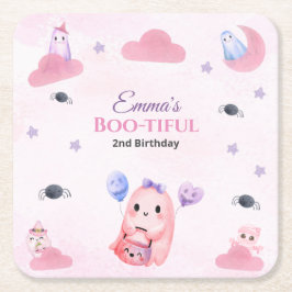 Schattigee Pastel Ghost waterverf Halloween Verjaa Kartonnen Onderzetters