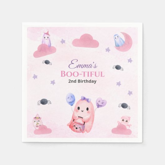Schattigee Pastel Ghost waterverf Halloween Verjaa Servet (Voorkant)