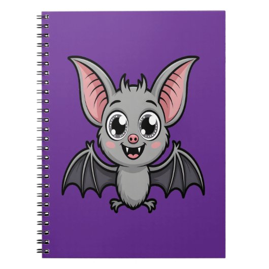 Schattigee pastel Gothic Bat Kawaii Cartoon Notitieboek (Voorkant)
