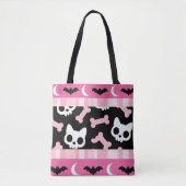 Schattigee pastel Gothic Halloween Cat & Bat Tote Bag (Voorkant)