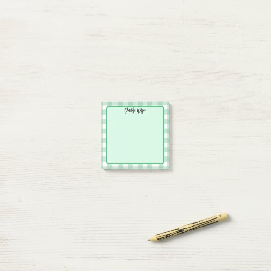Schattigee Pastel Green Gingham Pattern Notes (Op bureau)