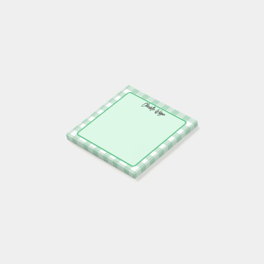 Schattigee Pastel Green Gingham Pattern Notes (Schuin)