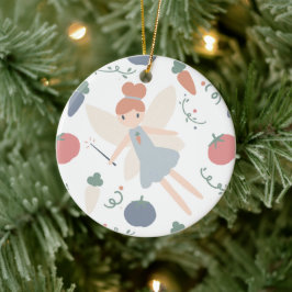 Schattigee pastel grillige groenteoogst fee keramisch ornament