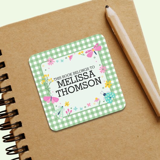 Schattigee Pastel Groen Roze Bloemen Meisjes Naam Vierkante Sticker