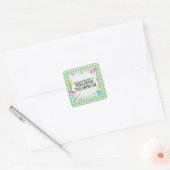 Schattigee Pastel Groen Roze Bloemen Meisjes Naam Vierkante Sticker (Envelop)
