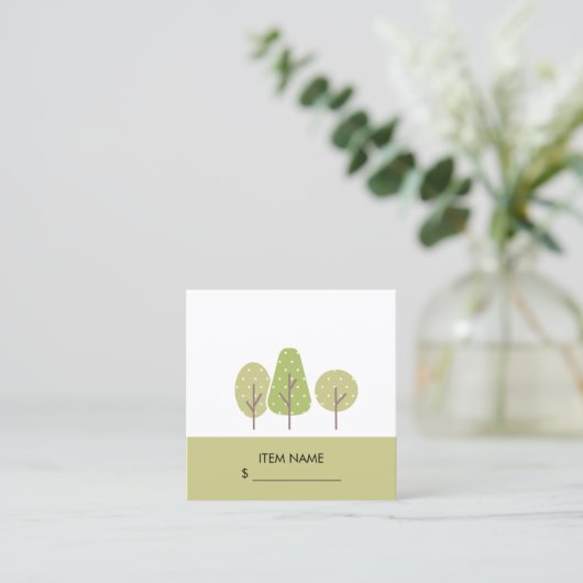 SCHATTIGEE PASTEL GROENE BOOM TRIO LANDSCAPING PRI VIERKANTE VISITEKAARTJE (Staand voorkant)