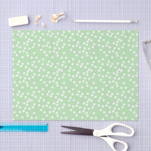 Schattigee Pastel Groene & Witte Confetti / Polkad Tissuepapier (Craft)