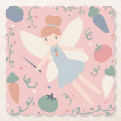 Schattigee Pastel Groente en Fruit Oogst Fairy Kartonnen Onderzetters (Voorkant)