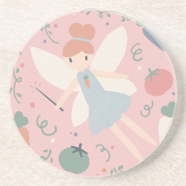 Schattigee Pastel Groente en Fruit Oogst Fairy Zandsteen Onderzetter