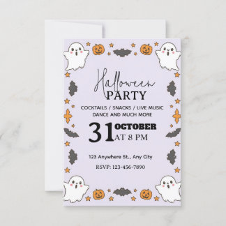 Schattigee Pastel Halloween Party Invitation – Bew Kaart