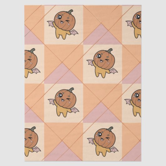 Schattigee Pastel Halloween Pumpkin Bat Pattern Tissuepapier (Voorkant)