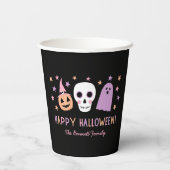 Schattigee Pastel Halloween Skull Ghost Pompoen Na Papieren Bekers (Achterkant)