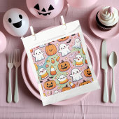 Schattigee pastel Halloween spook & pompoen patroo Bedankzakje