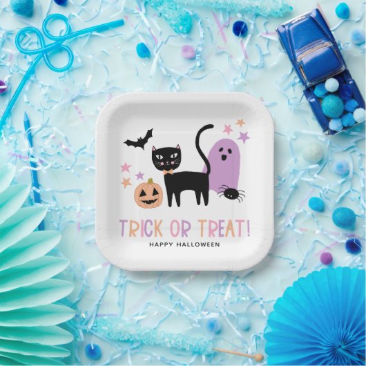Schattigee Pastel Halloween Trick or treat Papieren Bordje (Feest)