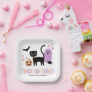 Schattigee Pastel Halloween Trick or treat Papieren Bordje