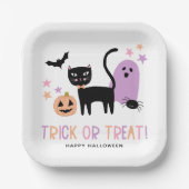 Schattigee Pastel Halloween Trick or treat Papieren Bordje (Voorkant)
