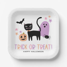 Schattigee Pastel Halloween Trick or treat Papieren Bordje