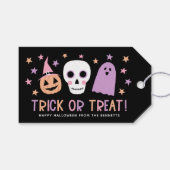 Schattigee pastel halloween Trick or treat witte s Cadeaulabel (Voorkant (Horizontaal))