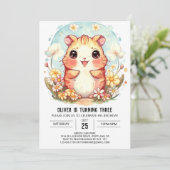 Schattigee pastel hamster verjaardag kaart (Staand voorkant)