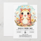 Schattigee pastel hamster verjaardag kaart (Voorkant / Achterkant)