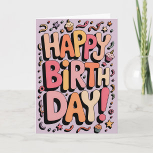 Schattigee pastel Happy Birthday Kaart