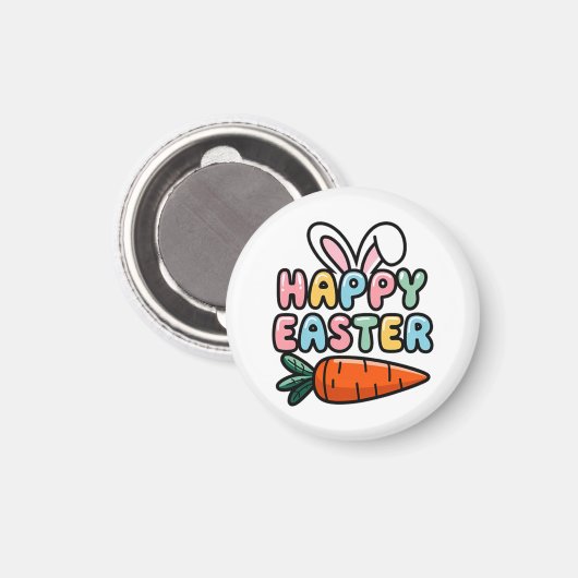 Schattigee Pastel Happy Easter Bunny Ears met Wort Magneet (Voorkant / Achterkant)