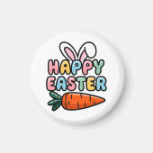 Schattigee Pastel Happy Easter Bunny Ears met Wort Magneet (Voorkant)
