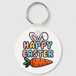 Schattigee Pastel Happy Easter Bunny Ears met Wort Sleutelhanger