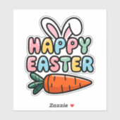 Schattigee Pastel Happy Easter Bunny Ears met Wort Sticker (Vel)