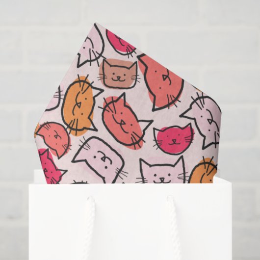 Schattigee pastel, hete roze en Oranje handgeteken Tissuepapier (Cadeauzakje)